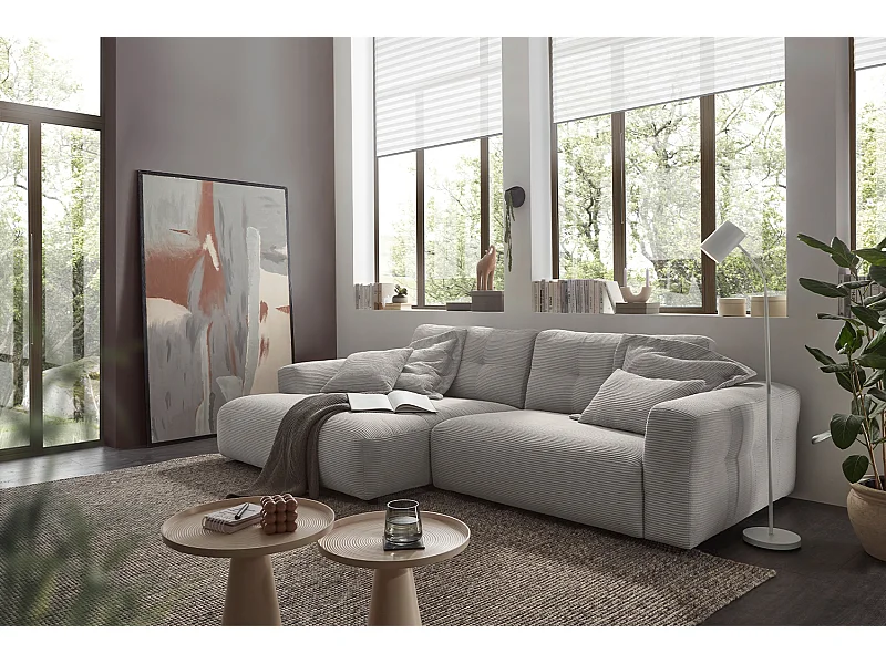 Ecksofa - Hellgrau Cord - MIKA