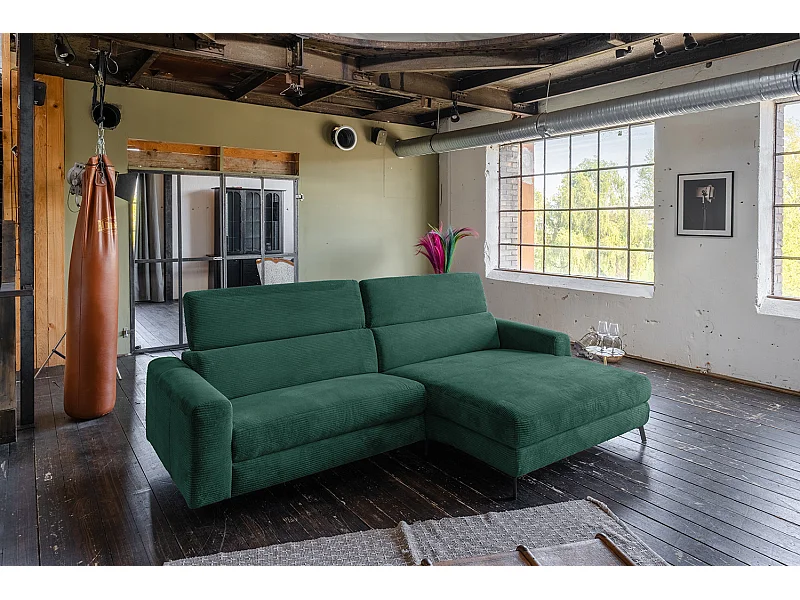 Divano angolare - verde smeraldo Velluto a coste - LAISKA