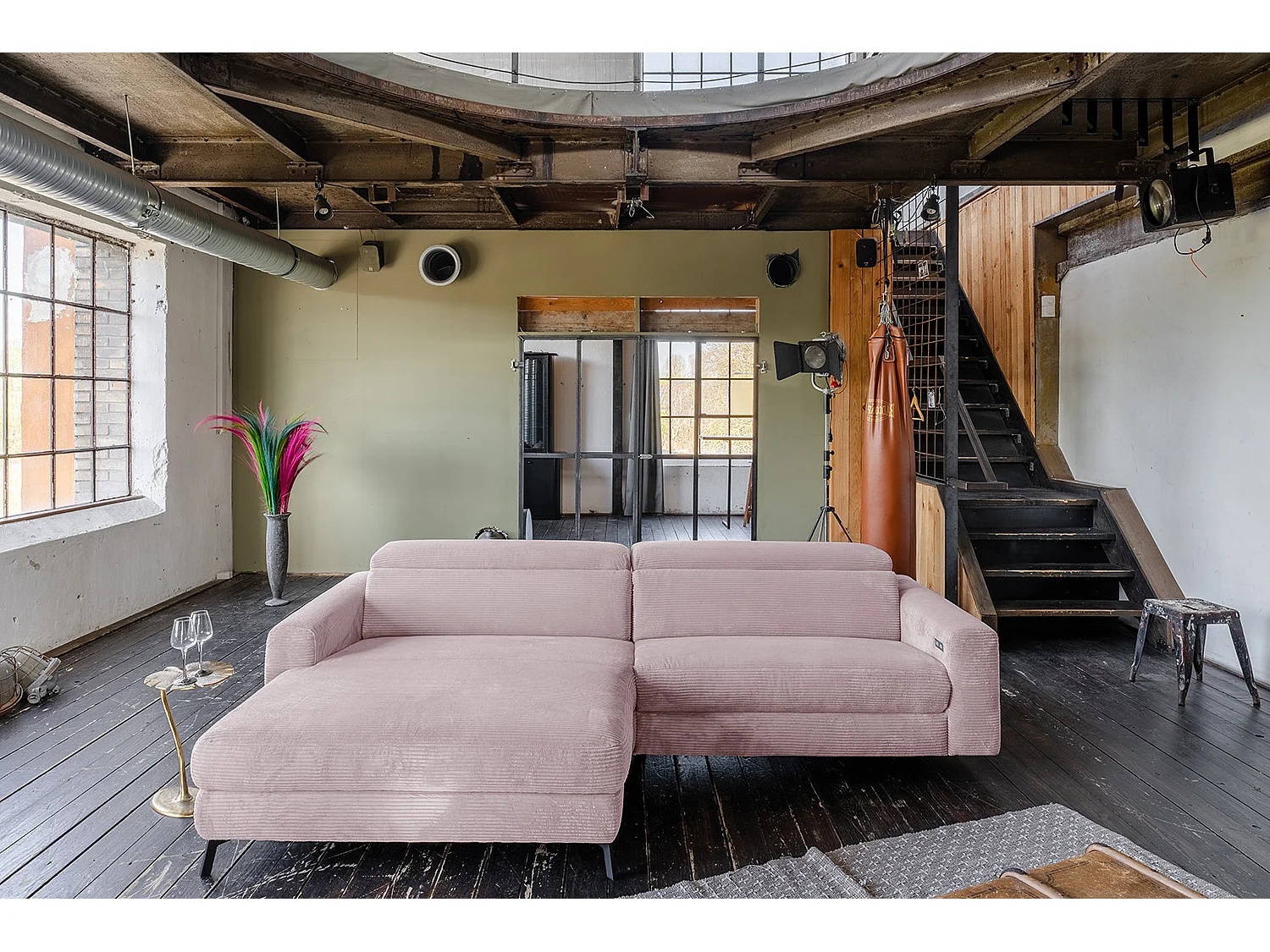 Ecksofa - Pink Cord - LAISKA