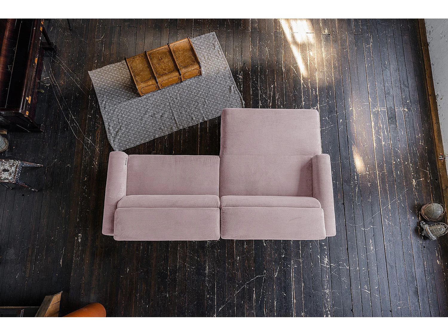 Hoekbank - Roze Koord - LAISKA