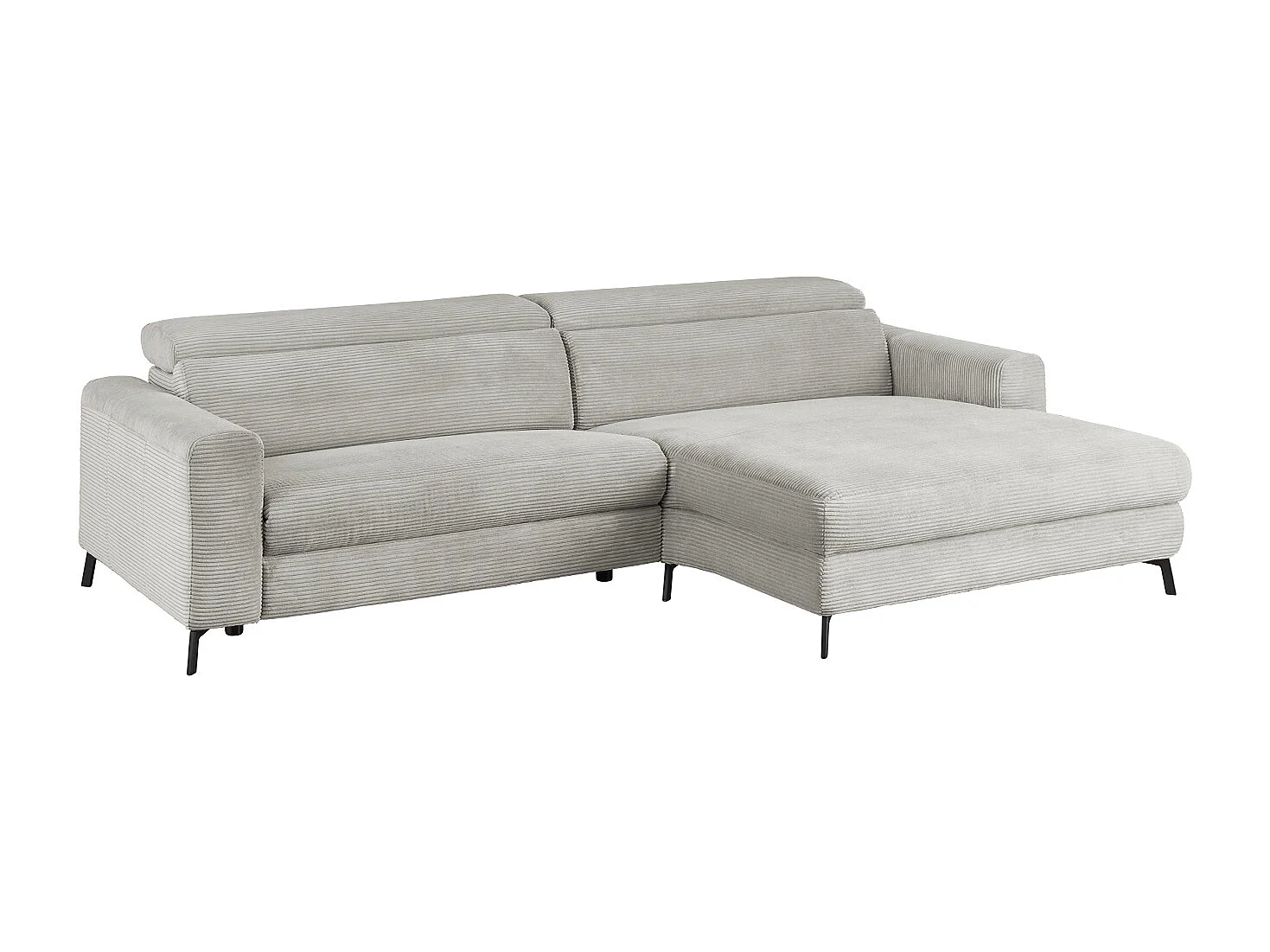 Ecksofa - Hellgrau Cord - LAISKA