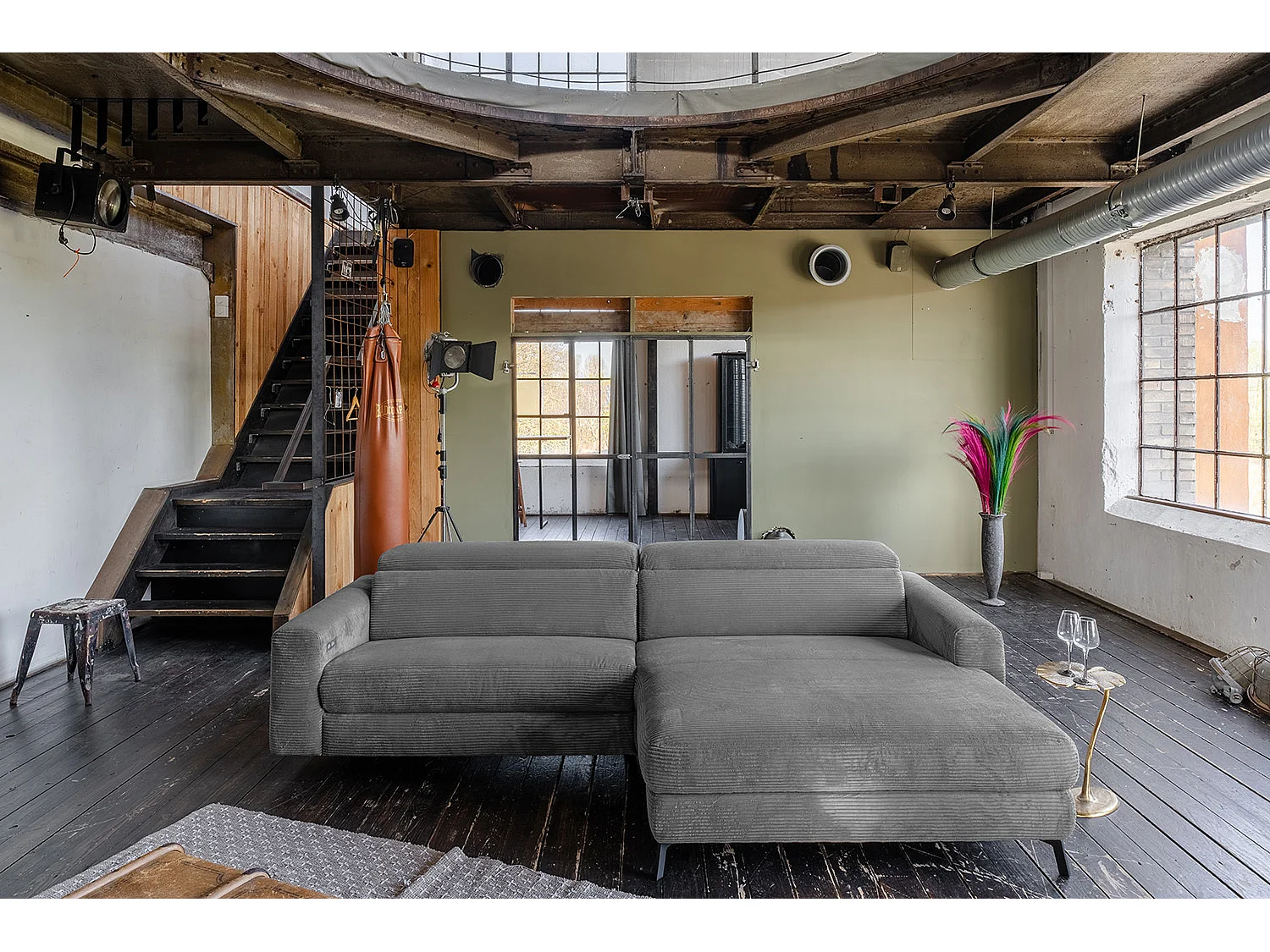 Sofá esquinero - Gris Pana - LAISKA