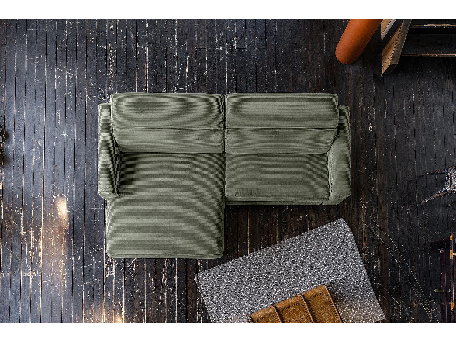 Ecksofa - Grün Cord - LAISKA