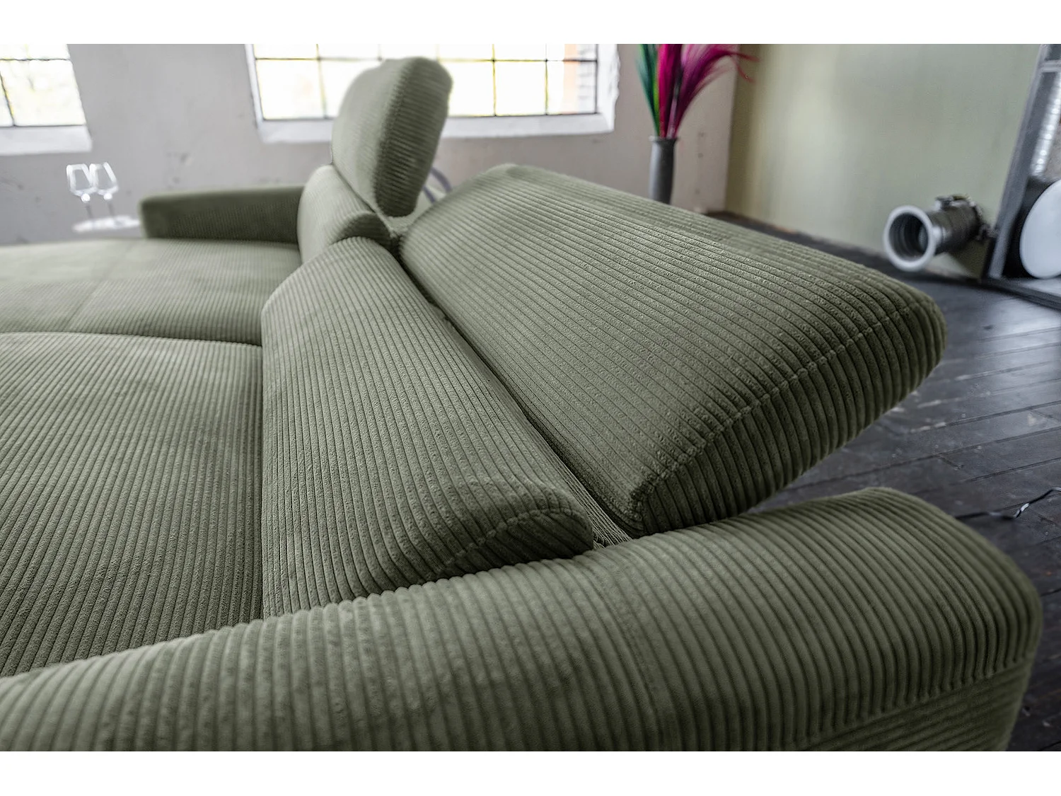 Ecksofa - Grün Cord - LAISKA