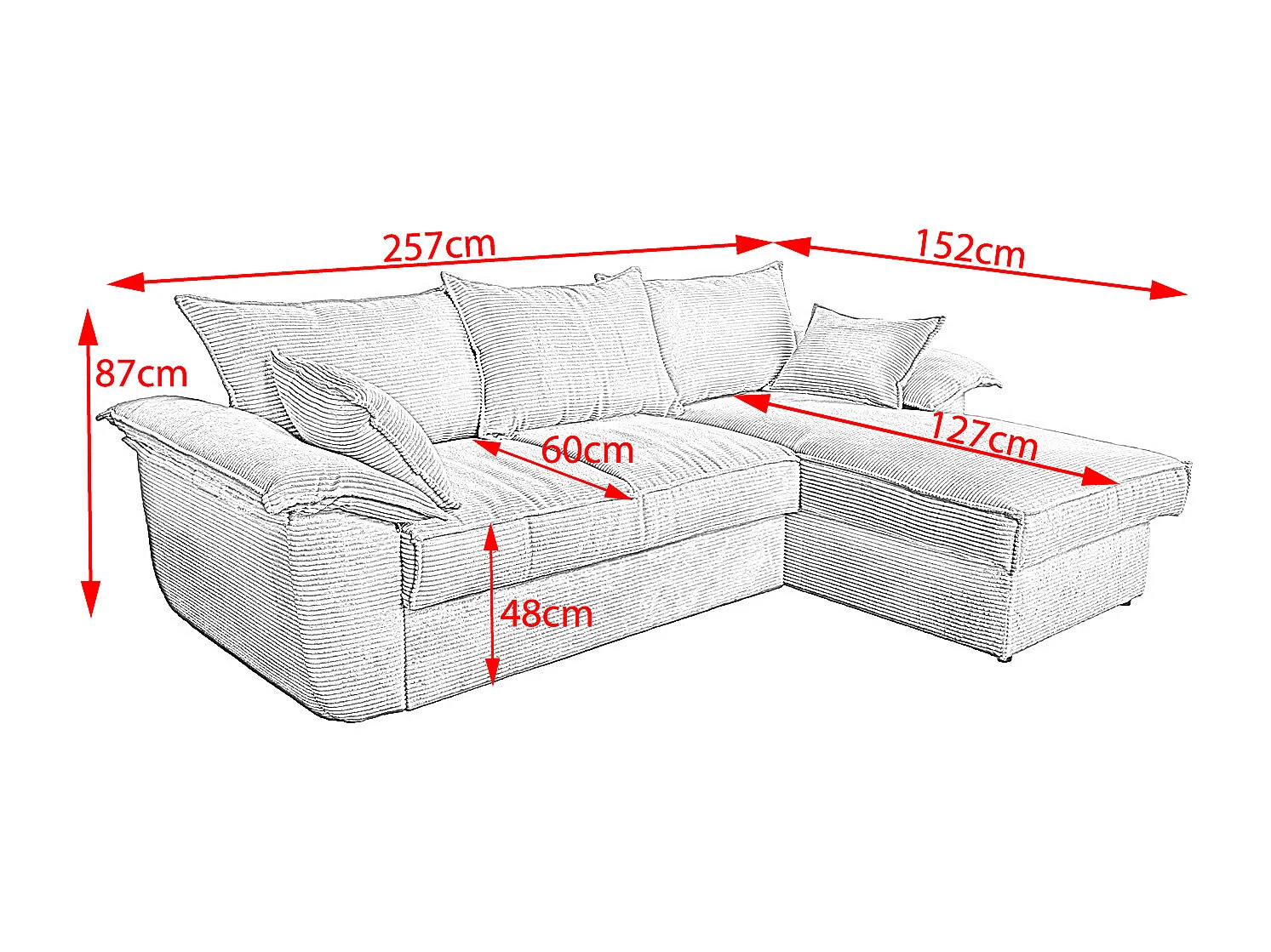 Canapé - blanc Velours côtelé - ASOKA