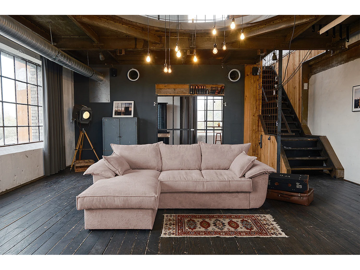 Ecksofa - Pink Cord - ASOKA