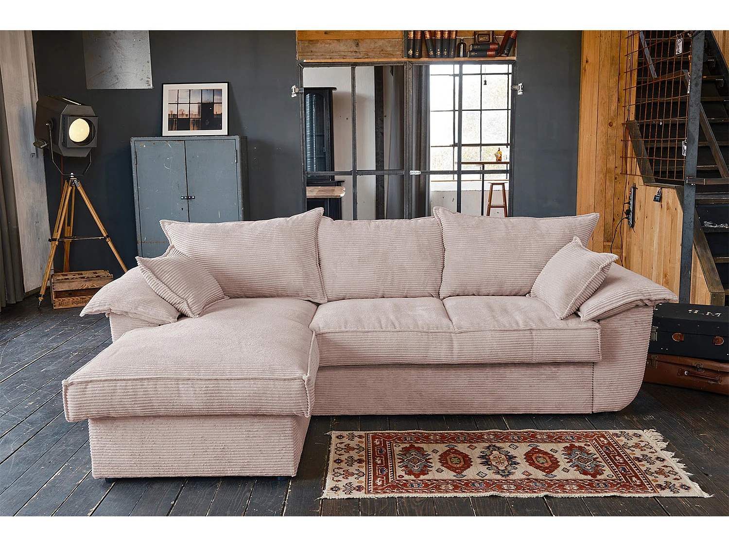 Ecksofa - Pink Cord - ASOKA