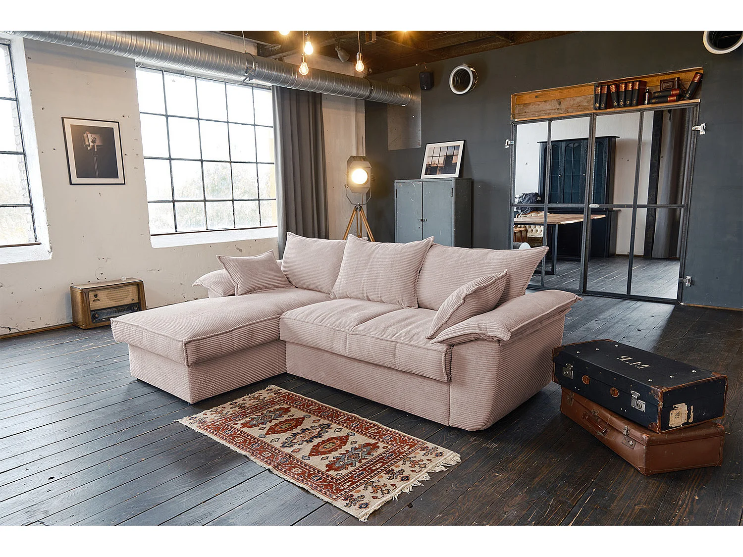 Ecksofa - Pink Cord - ASOKA