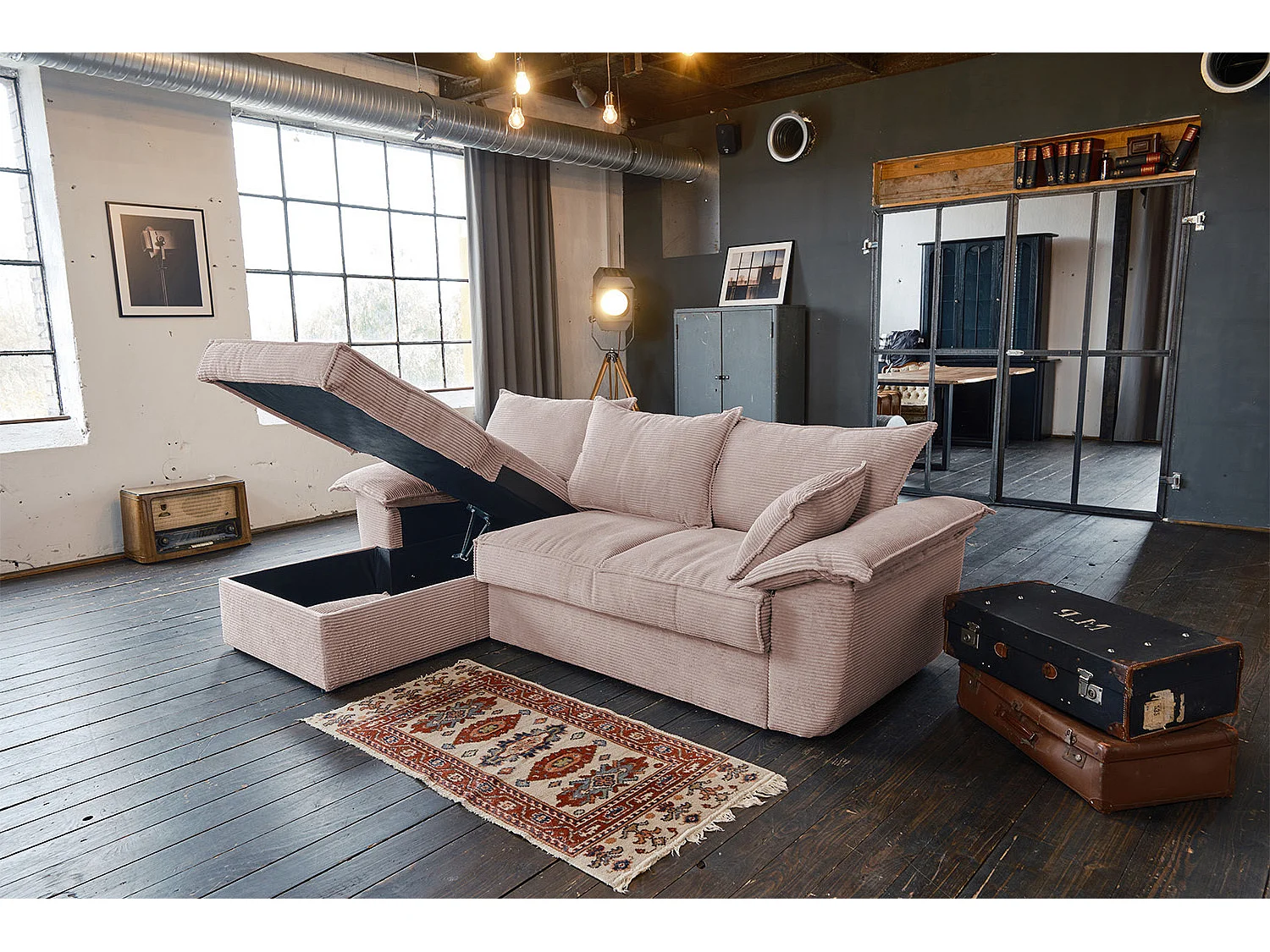 Ecksofa - Pink Cord - ASOKA