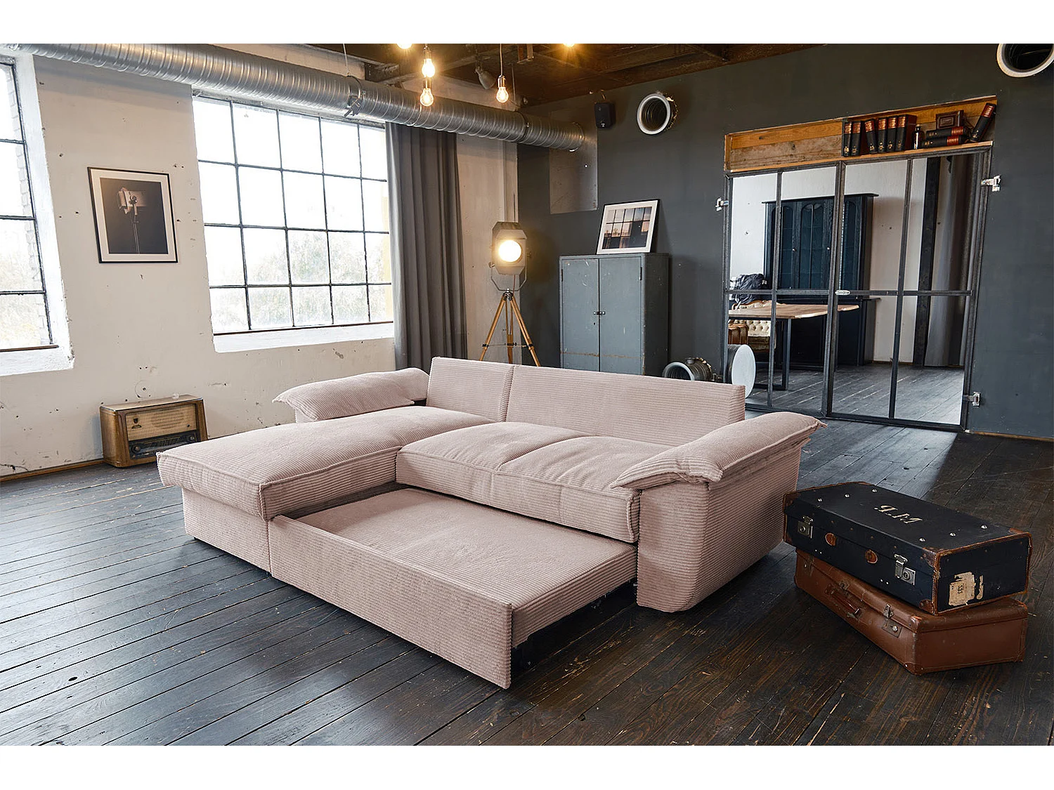 Ecksofa - Pink Cord - ASOKA