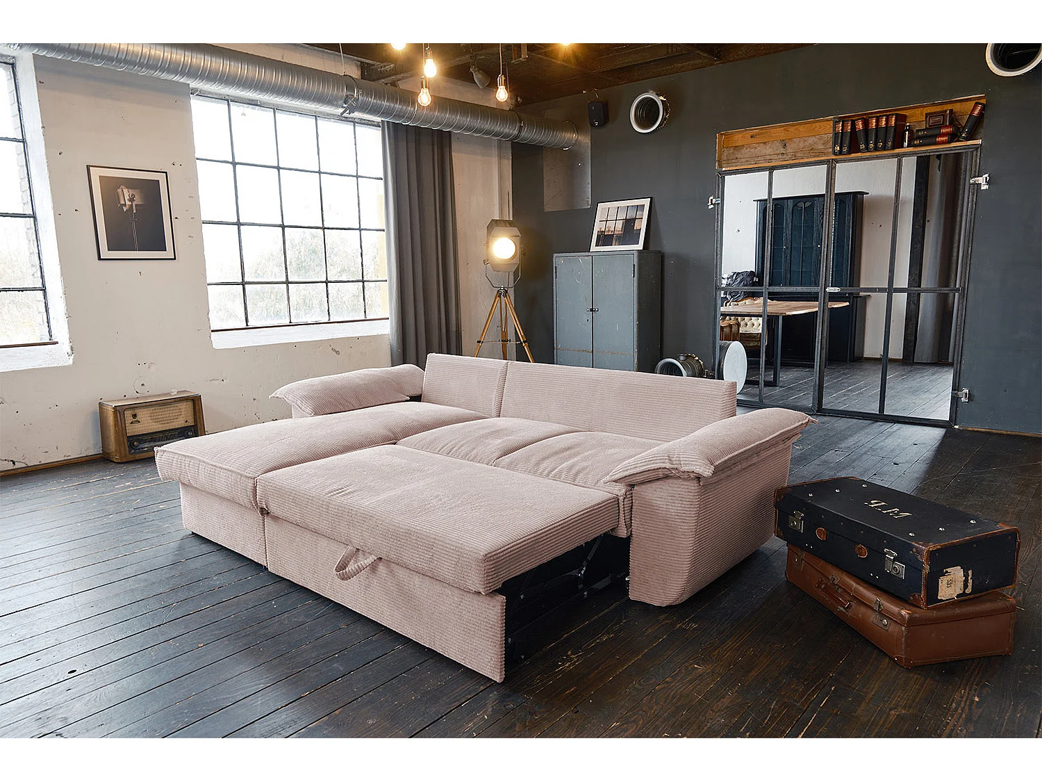 Ecksofa - Pink Cord - ASOKA