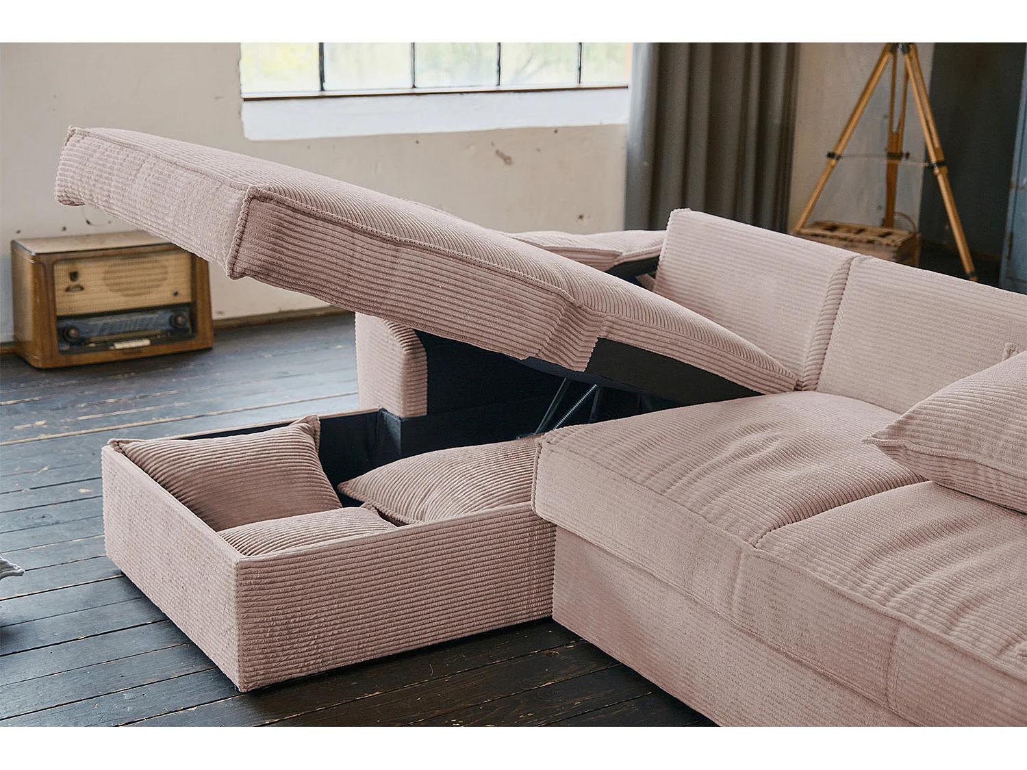 Ecksofa - Pink Cord - ASOKA