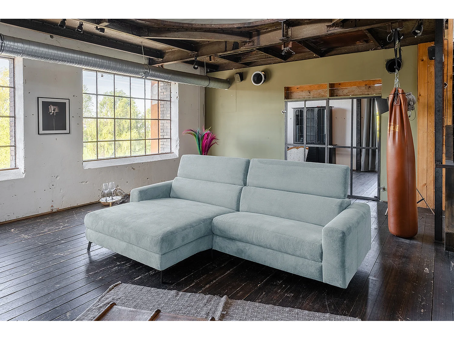 Hoekbank - Lichtblauw Koord - LAISKA