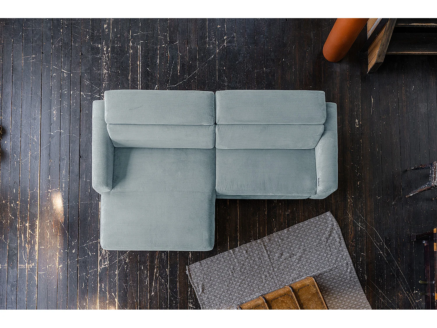 Ecksofa - Hellblau Cord - LAISKA