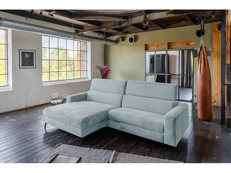 Ecksofa - Hellblau Cord - LAISKA