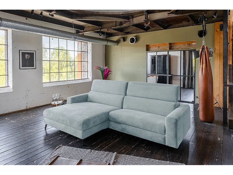 Ecksofa - Hellblau Cord - LAISKA