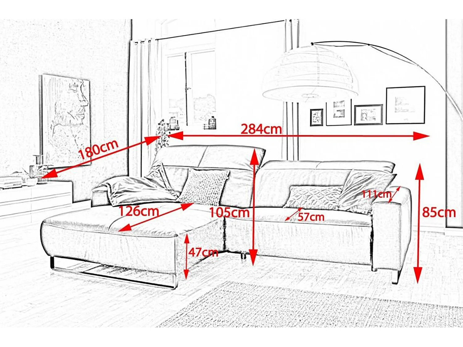 Sofá - blanco piel - YORK