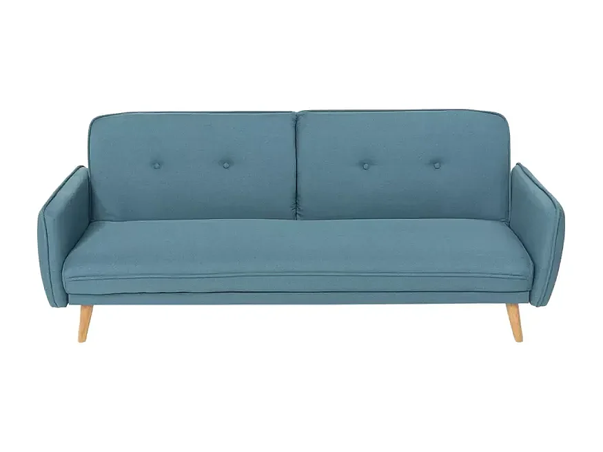 Merida Schlafsofa im Nordischen Design Schlafcouch Clic Clac 3-Sitzer aus Stoff - Blau