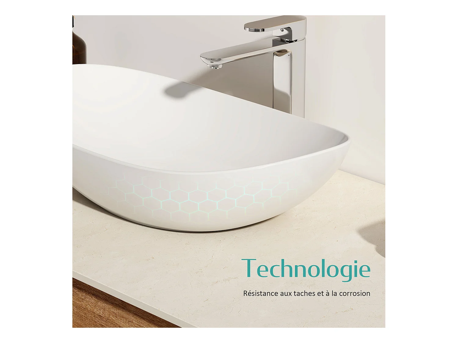 EMKE Vasque à Poser en céramique 35×27×11cm, Lavabo salle de bain Ovale, Lavabo à poser blanc brillant