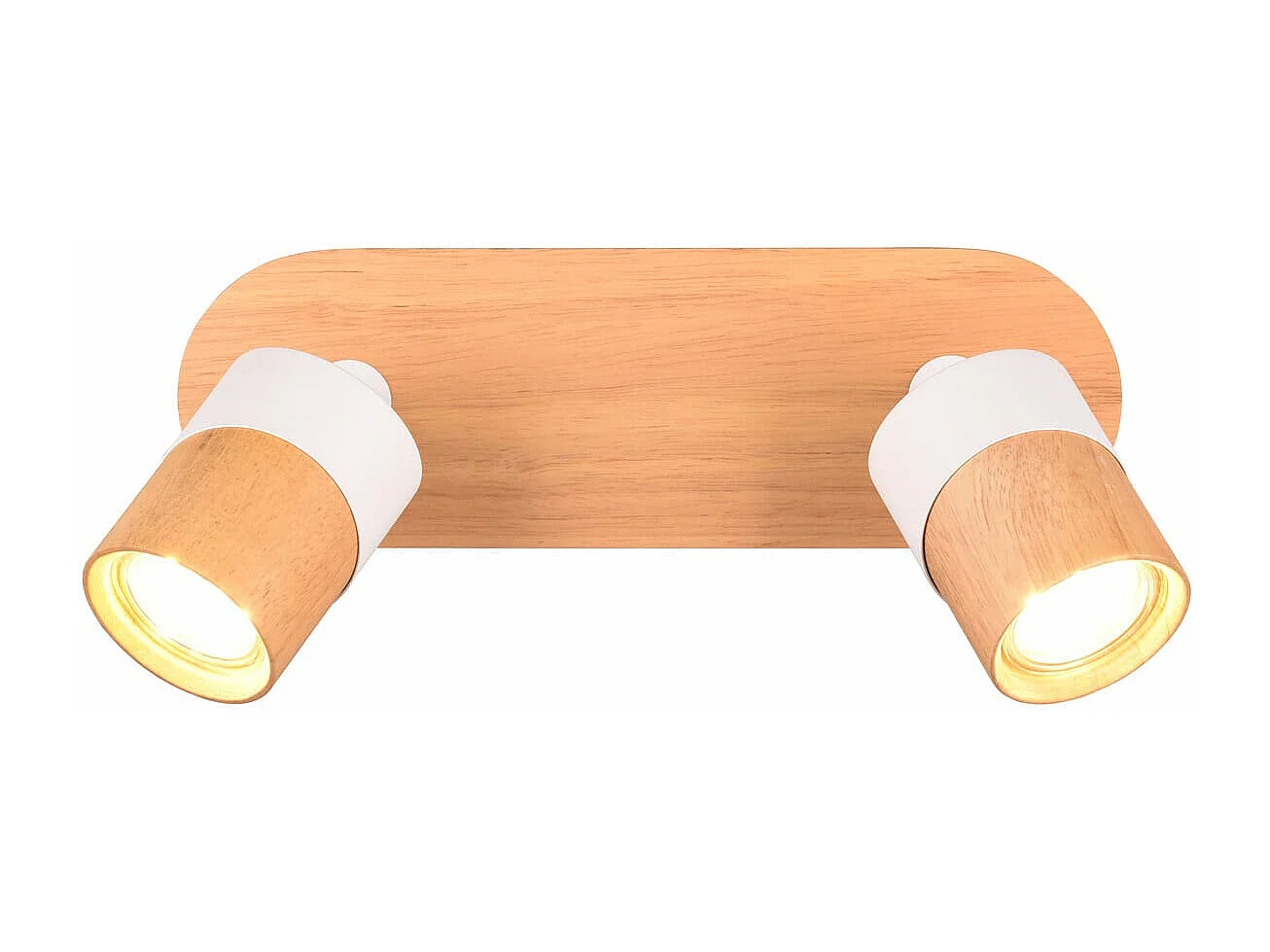 Barra 2 faretti orientabili, metallo, bianco e naturale, 28x15x9 cm, Aruni