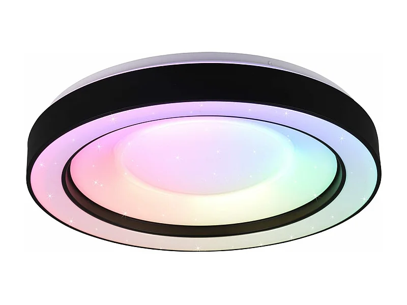 Plafoniera LED RGB effetto stelle, nero e cromo, 49x8 cm, Arco