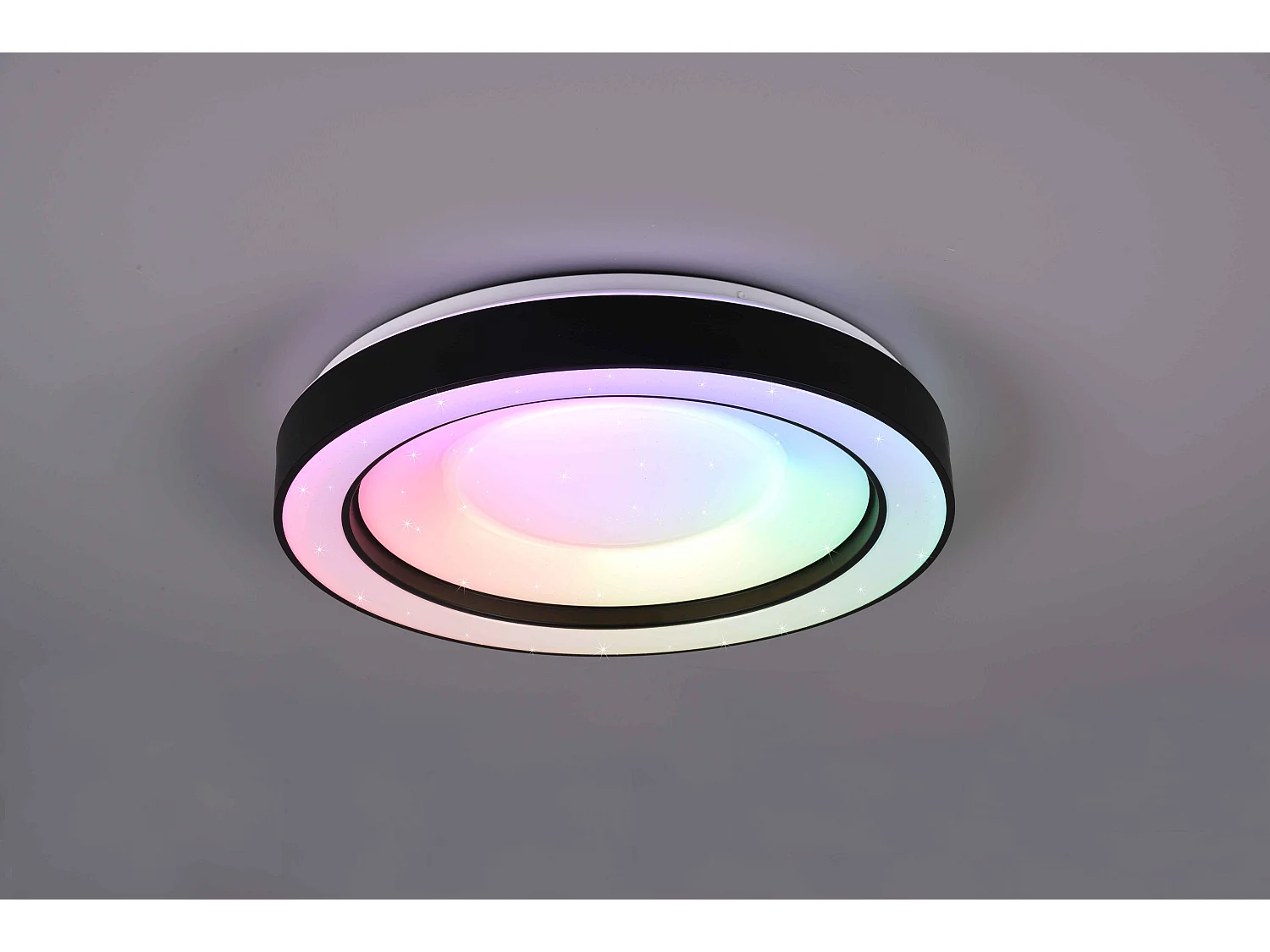 Plafoniera LED RGB effetto stelle, nero e cromo, 49x8 cm, Arco