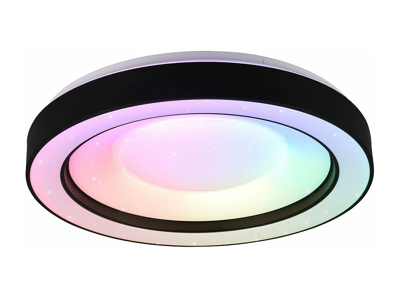 Plafoniera LED RGB effetto stelle, nero e cromo, 49x8 cm, Arco
