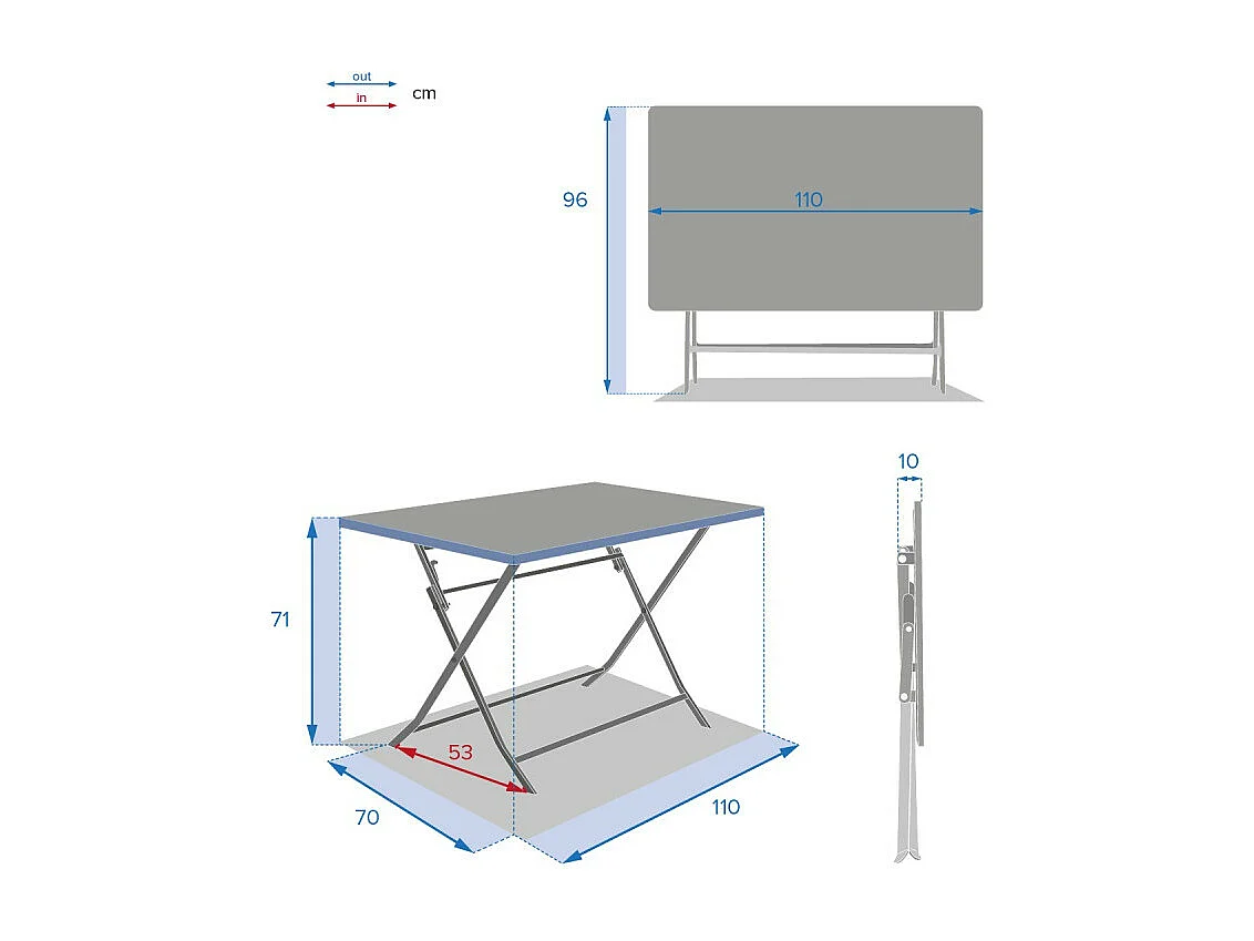 Table rectangulaire pliante Greensboro 4p laurier Hespéride