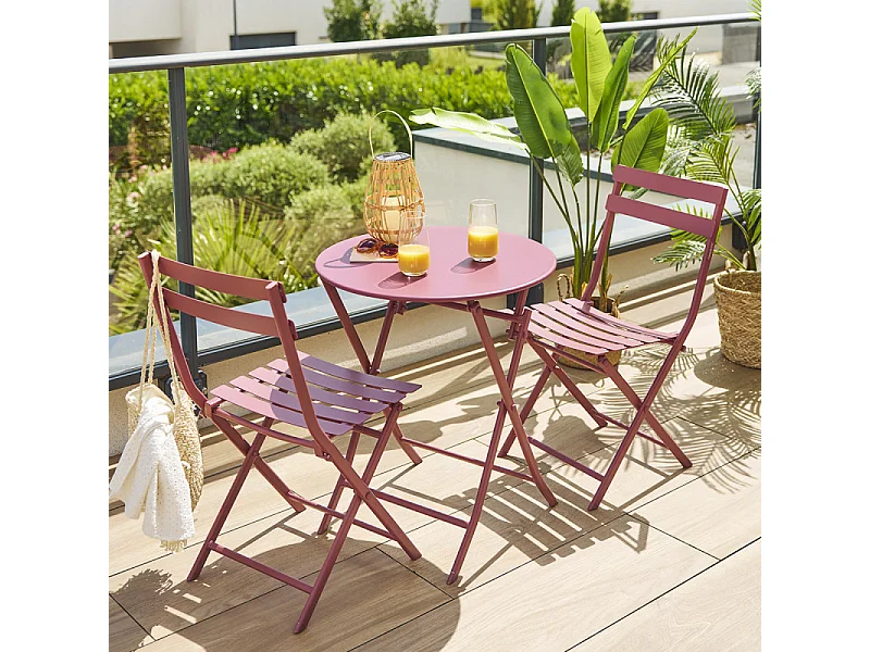 Table ronde pliante Greensboro 2p lie de vin Hespéride