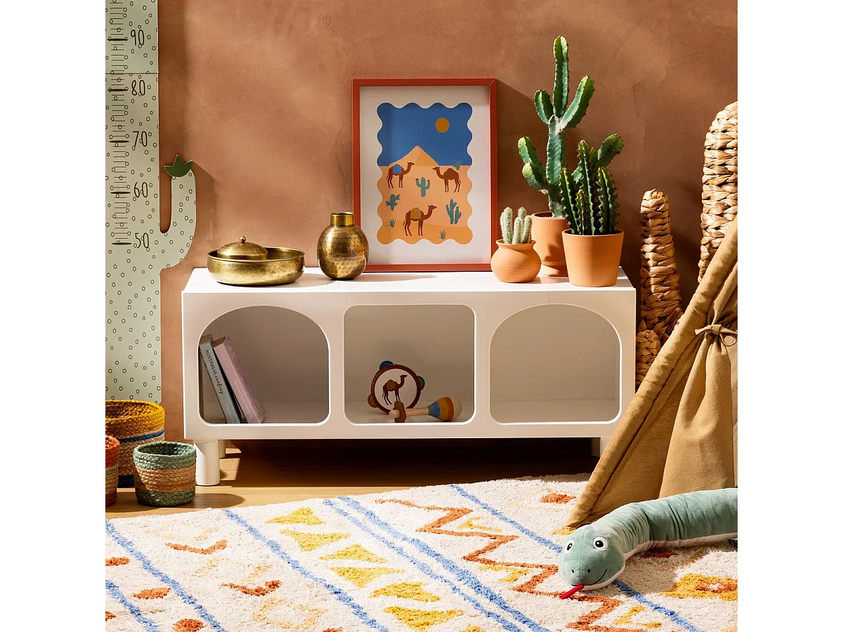 Commode Enfant 3 Niches "Tara" 90cm Blanc