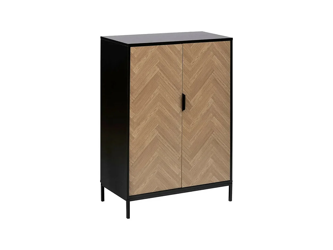 Cabinet 2 Portes "Chevrons" 110cm Naturel & Noir