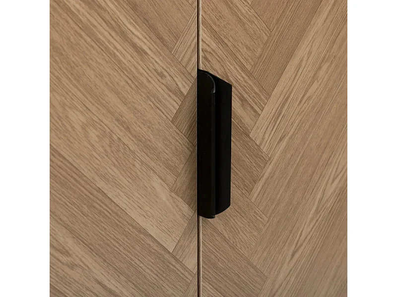 Cabinet 2 Portes "Chevrons" 110cm Naturel & Noir