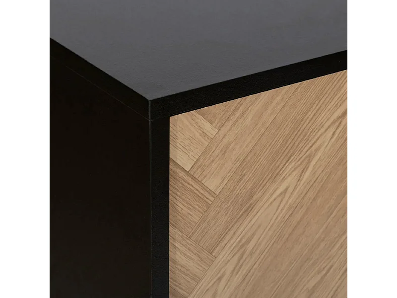 Cabinet 2 Portes "Chevrons" 110cm Naturel & Noir