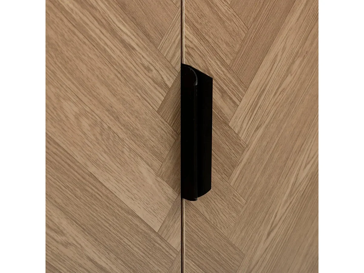 Cabinet 2 Portes "Chevrons" 110cm Naturel & Noir