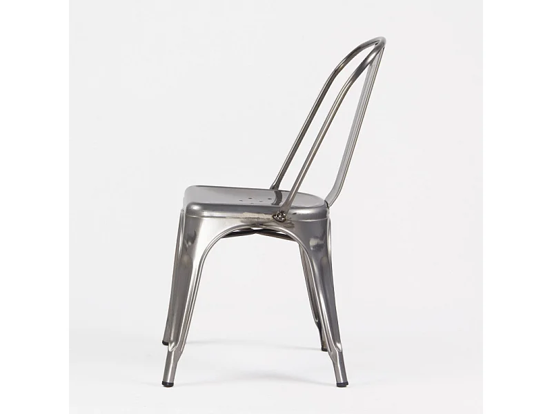 Lot de 4 chaises en métal brut aspect galvanisé - Style industriel