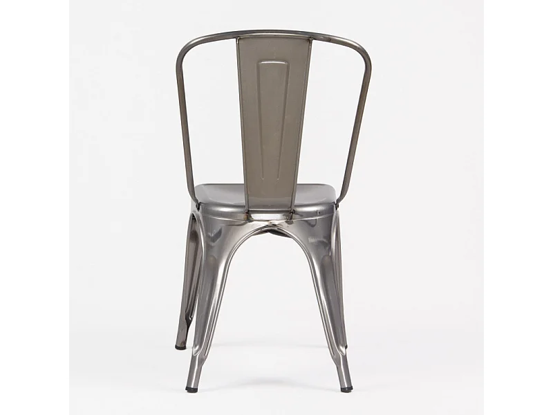 Lot de 4 chaises en métal brut aspect galvanisé - Style industriel