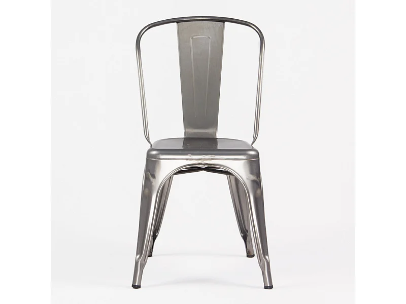 Lot de 4 chaises en métal brut aspect galvanisé - Style industriel