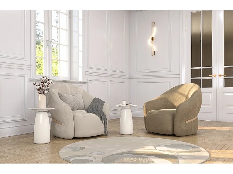 Stolik drewniany różne kolory Kayani Baobab 44, śr. 32,5 cm, biały ral