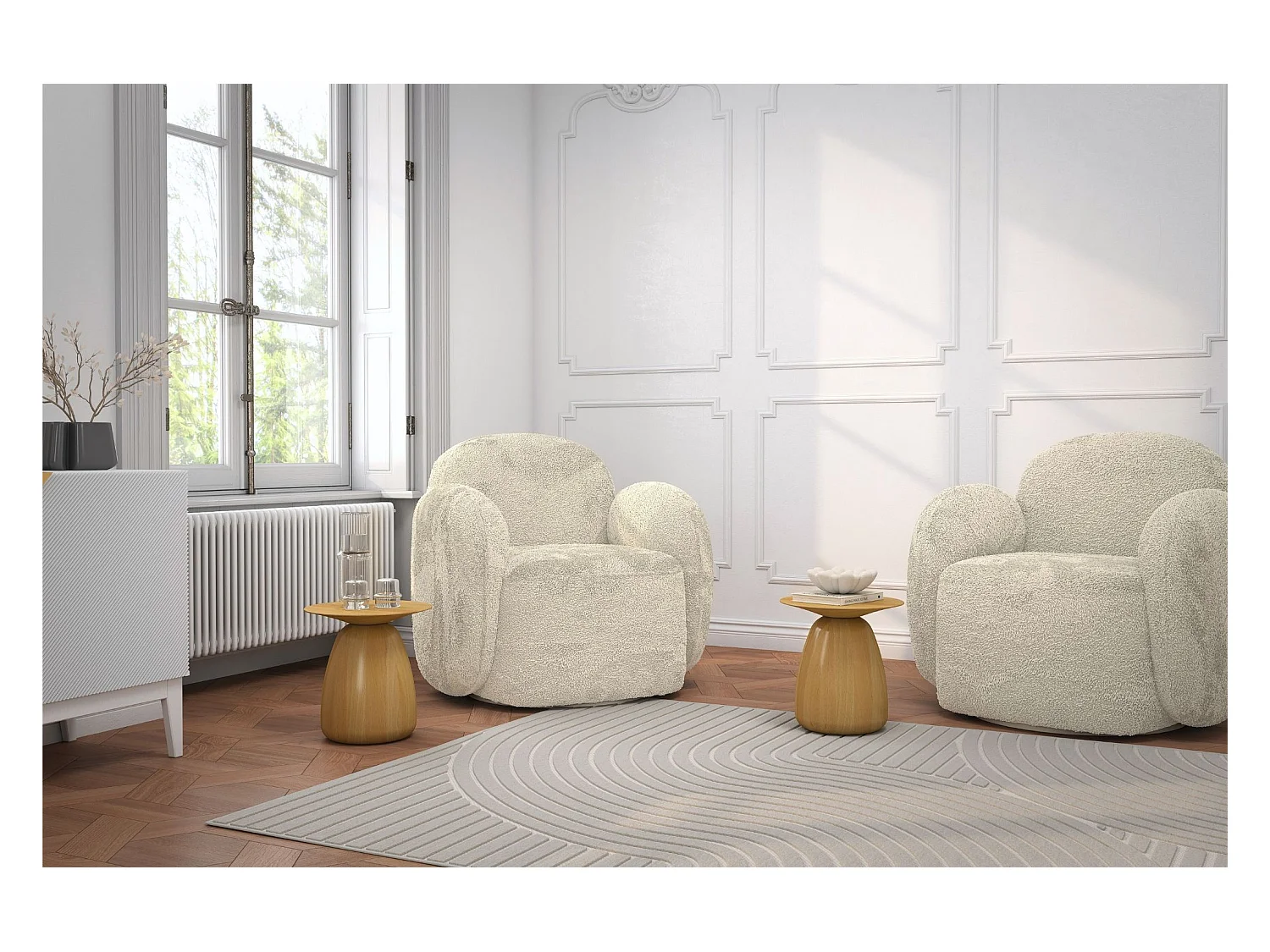 Table d'appoint / Table de nuit en bois de hêtre Kayani Baobab34, hauteur 34 cm / Naturelle