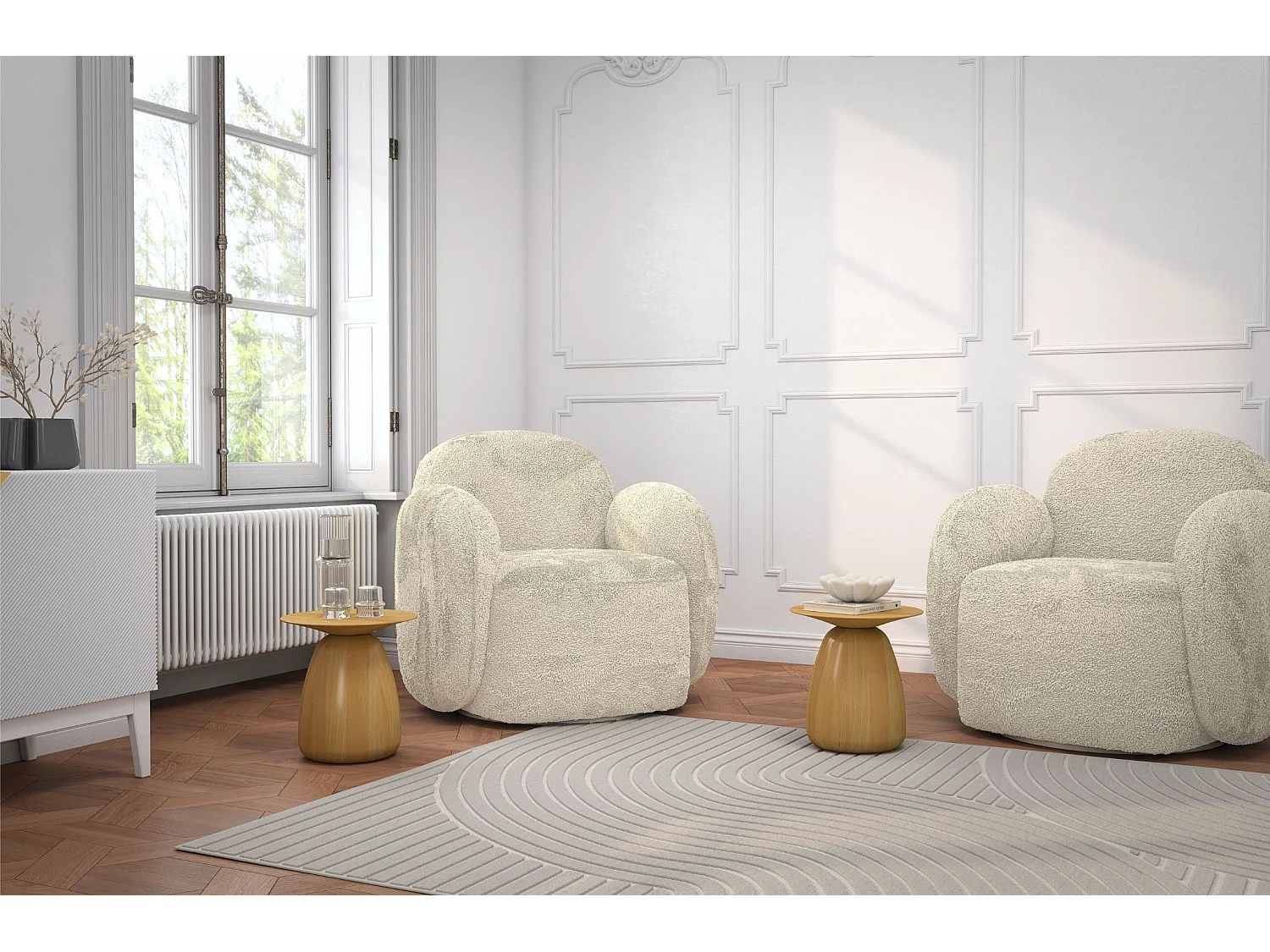 Stolik drewniany różne kolory Kayani Baobab 34, śr. 32,5 cm, lakier naturalny