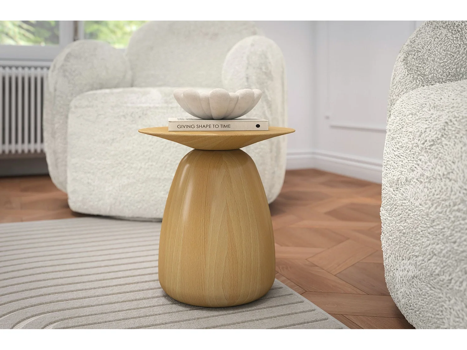 Stolik drewniany różne kolory Kayani Baobab 34, śr. 32,5 cm, lakier naturalny