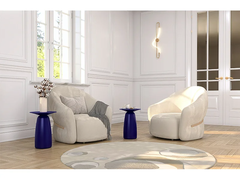 Beistelltisch Baobab44, ovaler tischplatte, buche - lackiert, marineblau