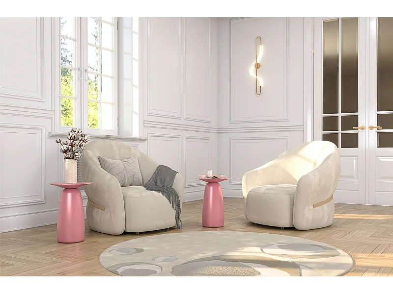 Table d'appoint / Table de nuit en bois de hêtre Kayani Baobab44, hauteur 44 cm / Rose poudré