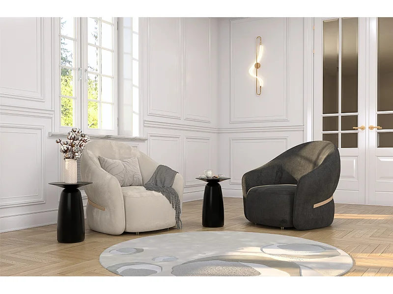 Table d'appoint / Table de nuit en bois de hêtre Kayani Baobab44, hauteur 44 cm / Noire