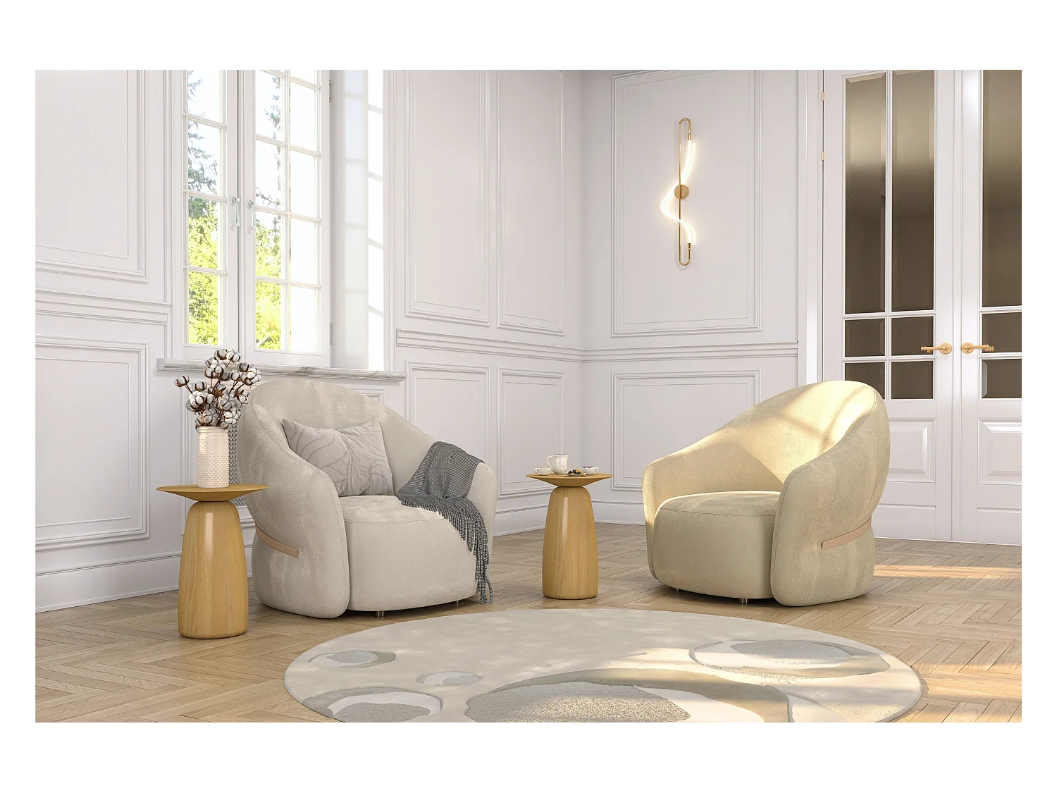 Table d'appoint / Table de nuit en bois de hêtre Kayani Baobab44, hauteur 44 cm / Naturelle