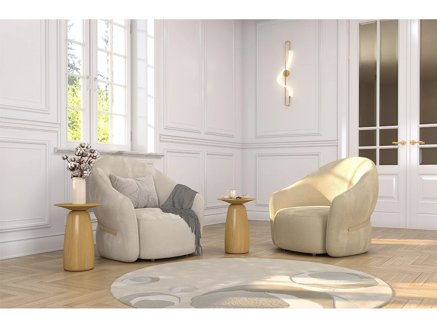 Stolik drewniany różne kolory Kayani Baobab 44, śr. 32,5 cm, lakier naturalny