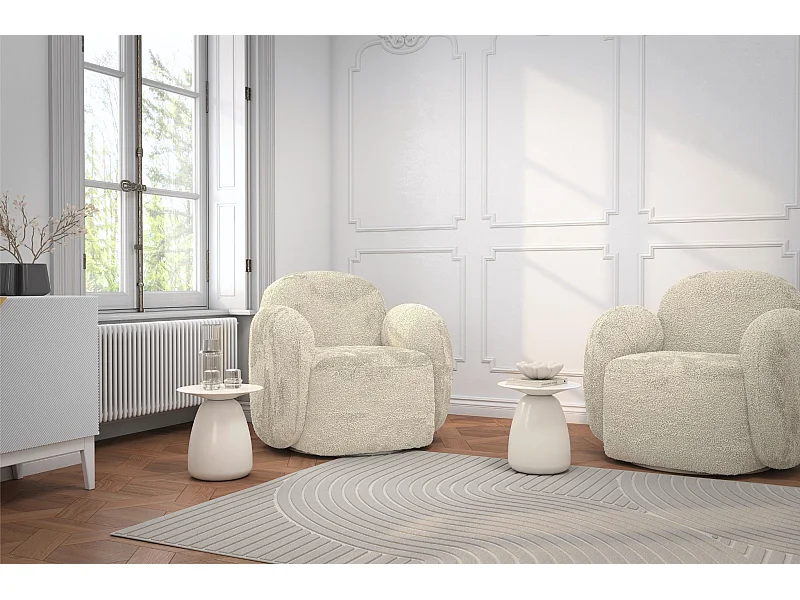 Stolik drewniany różne kolory Kayani Baobab 34, śr. 32,5 cm, biały ral