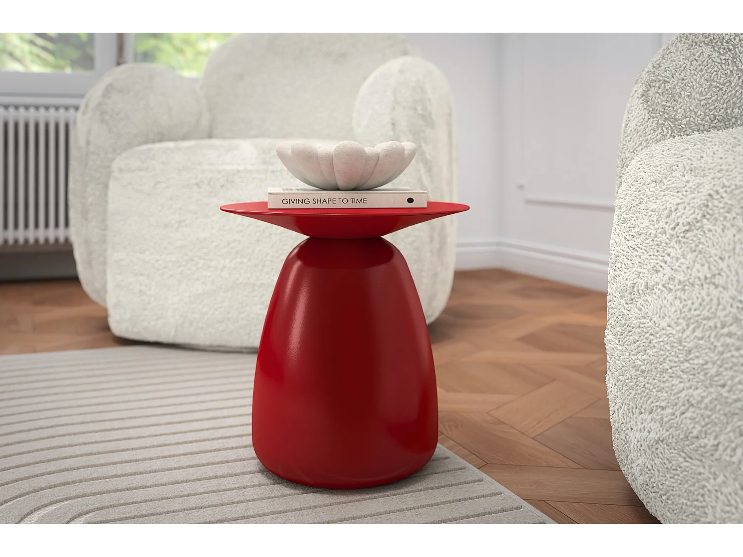 Stolik drewniany różne kolory Kayani Baobab 34, śr. 32,5 cm, bordowy