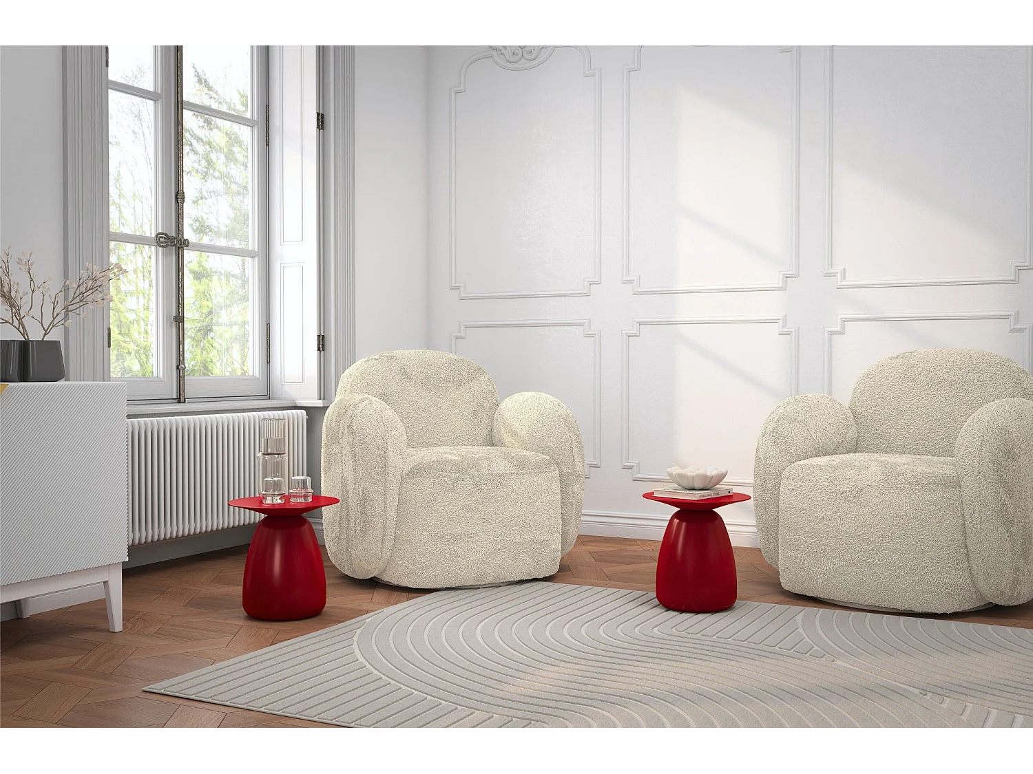Stolik drewniany różne kolory Kayani Baobab 34, śr. 32,5 cm, bordowy