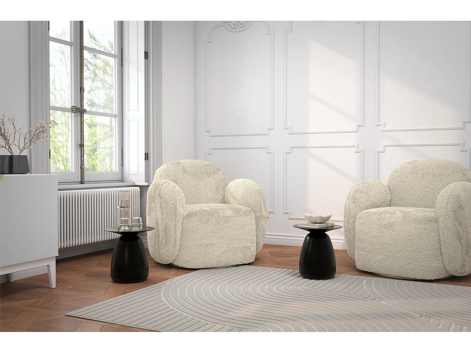 Stolik drewniany różne kolory Kayani Baobab 34, śr. 32,5 cm, czarny